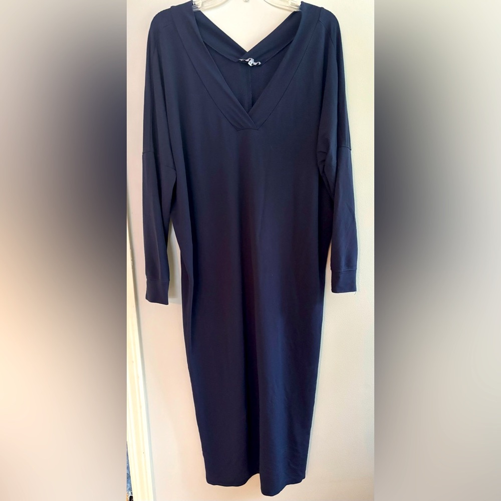 Quince modal lounge v neck longsleeve midi dress